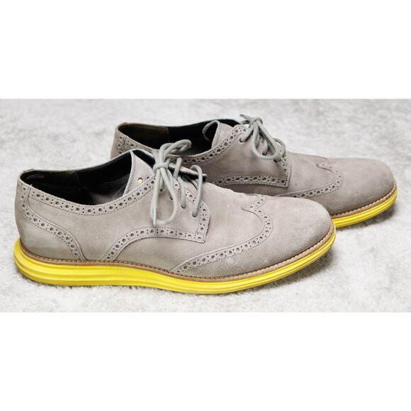 Cole Haan Lunargrand Gray Suede Yellow Sole Wingtip Shoes Mens Size 11 main image 6